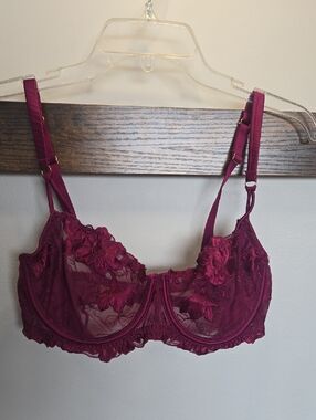 Jenny Packham Burgundy Lace Balconette Bra